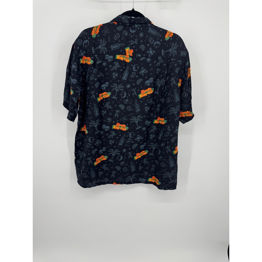 Vintage Kahlua Anything Goes Mens Large Rayon Rum-Cola Print Shirt Black - Picture 3 of 8